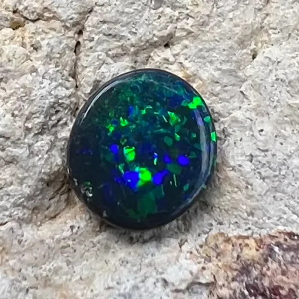 0.59ct Australian Natural Solid Black Opal Featuring Green Blue 1