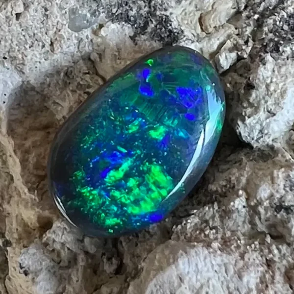 0.98ct Australian Natural Solid Black Opal Featuring Green blue 1