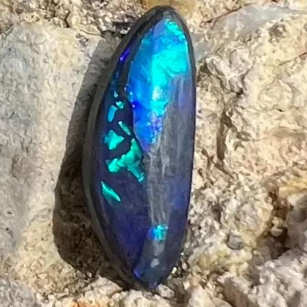 0.99 Ct Australian Natural Solid Black Opal Featuring Green Blue 1