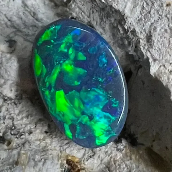 1.01ct Australian Natural Solid Black Opal Featuring Blue Green 1
