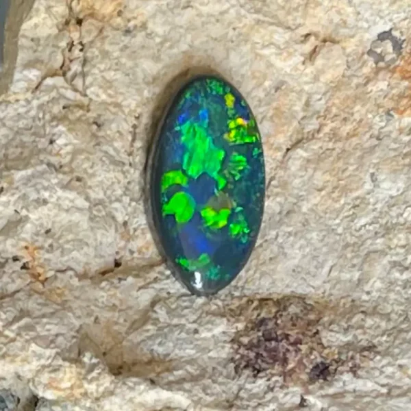 1.18 Ct Australian Natural Solid Black Opal Featuring Green Blue Orange And Golden Flashes 1