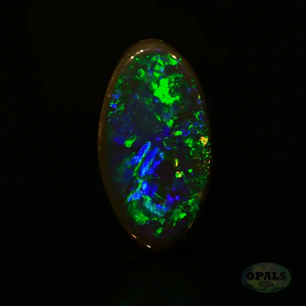 1.18 Ct Australian Natural Solid Black Opal Featuring Green Blue Orange And Golden Flashes 3 1