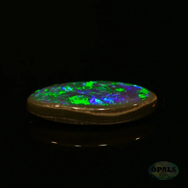 1.18 Ct Australian Natural Solid Black Opal Featuring Green Blue Orange And Golden Flashes 5 1