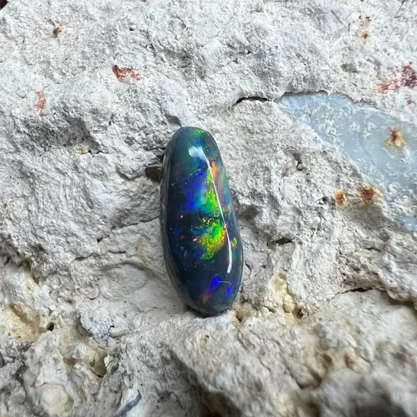 1.29 Ct Australian Natural Solid Black Opal Featuring Blue Green Purple Orange 1