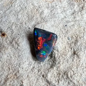 1.37 Ct Australian Natural Solid Black Opal Featuring Red Green Blue 1