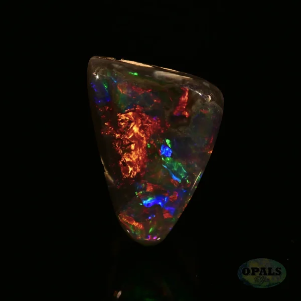 1.37 Ct Australian Natural Solid Black Opal Featuring Red Green Blue 5 1
