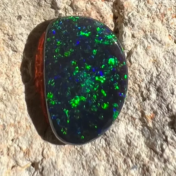 2.55ct Australian Natural Solid Black Opal Featuring Green And Blue 1