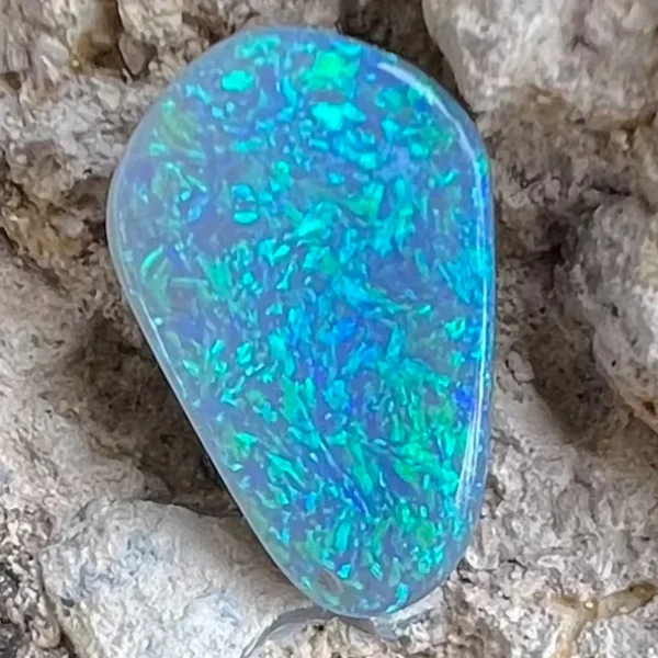 4.19ct Australian Natural Solid Dark Opal Featuring Green Blue 1