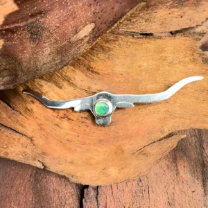 IMG Opals to you Australian Opal and sterling silver bulls horn hat pin 001