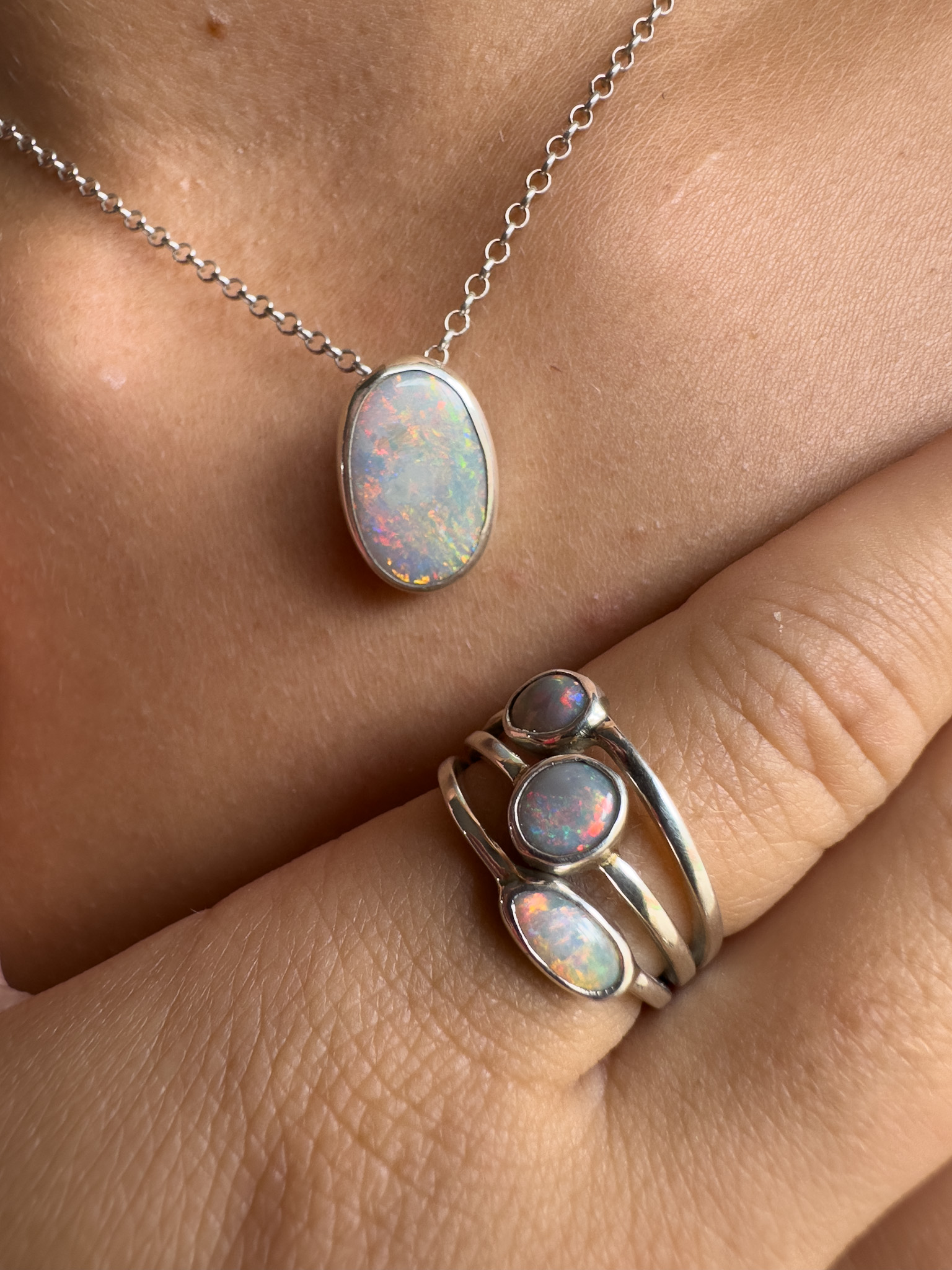 Crystal Opal Stacker Ring – Sarah Gardner Jewellery